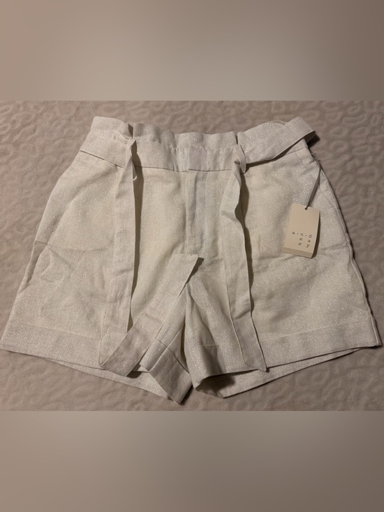a new day Pants - a new day Cream High-Rise Paperbag Shorts with Tie